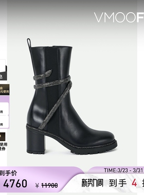 【季末折扣】Rene Caovilla 秋冬女带缀饰皮革切尔西靴