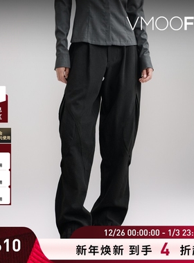 【折扣】Hyein Seo 女宽松廓形黑色棉质帆布直筒裤