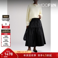 【折扣】STAUD 女秋冬红色大廓形绞花针织毛衣