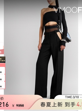 Mugler 早春女挖剪斜纹布直筒裤