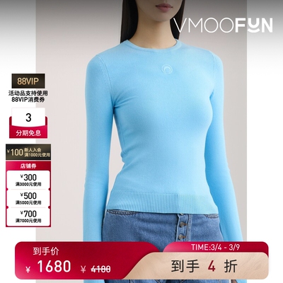 MARINE SERRE 女秋冬紧身圆领刺绣针织衫打底衫毛衣