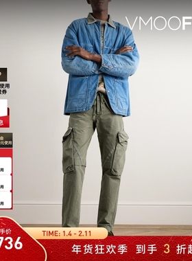 【折扣】GREG LAUREN 男士锥形仿旧棉质工装裤