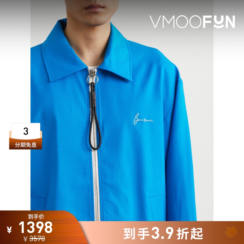 【折扣】BONSAI 男宽松刺绣羊毛混纺斜纹布外套