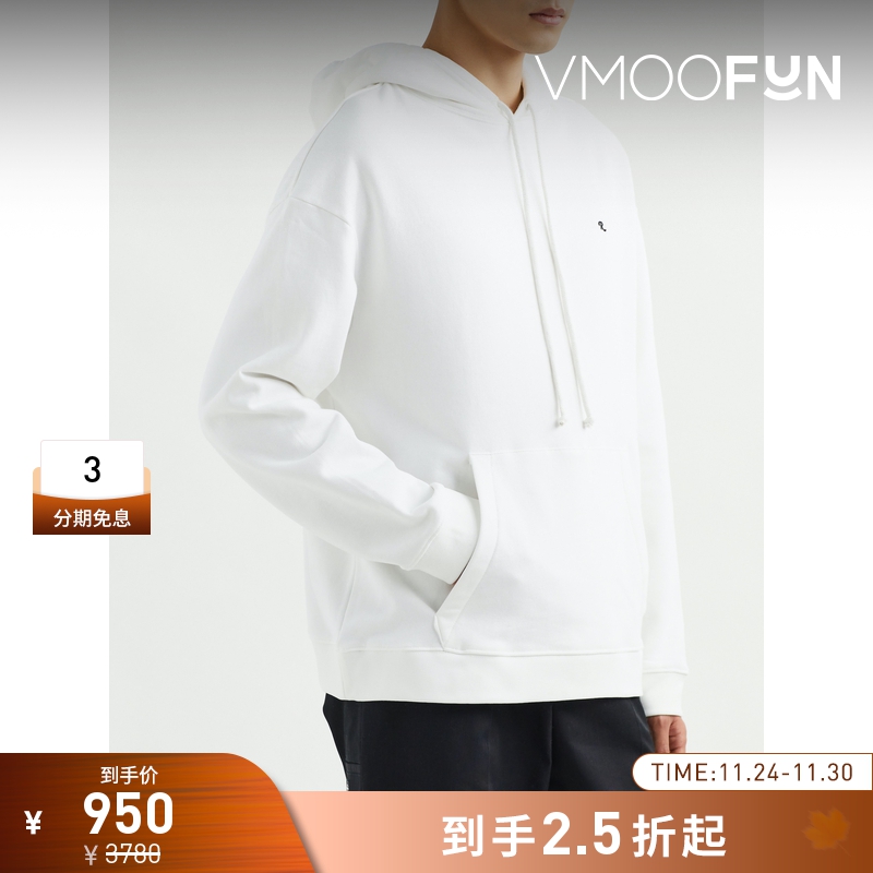 【折扣再降】Raf Simons 男女同款白色棉质连帽卫衣