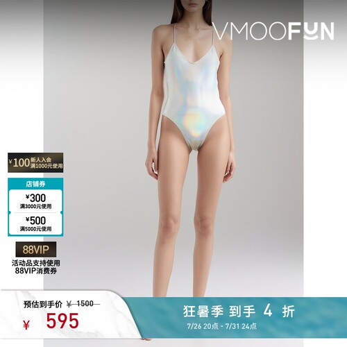 Norma Kamali Mio虹彩春夏女弹力平纹布连体泳衣