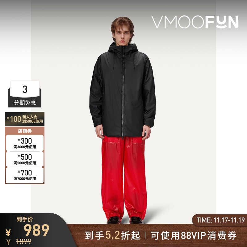 【折扣】Rains 秋冬男女同款黑色宽松连帽外套