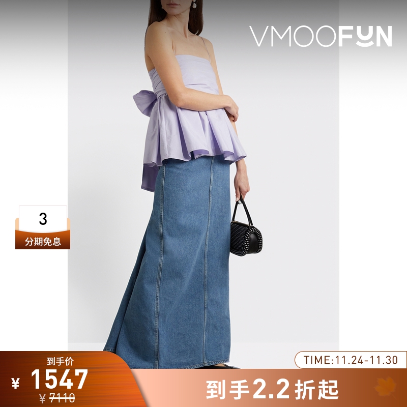 【折扣】CECILIE BAHNSEN 女蝴蝶结荷叶腰摆吊带上衣