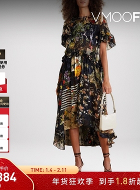 【折扣】Preen By Thornton Bregazzi冬季女褶饰印花连衣裙