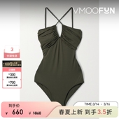 GOLDSIGN 春夏女褶饰弹力平纹布连体衣