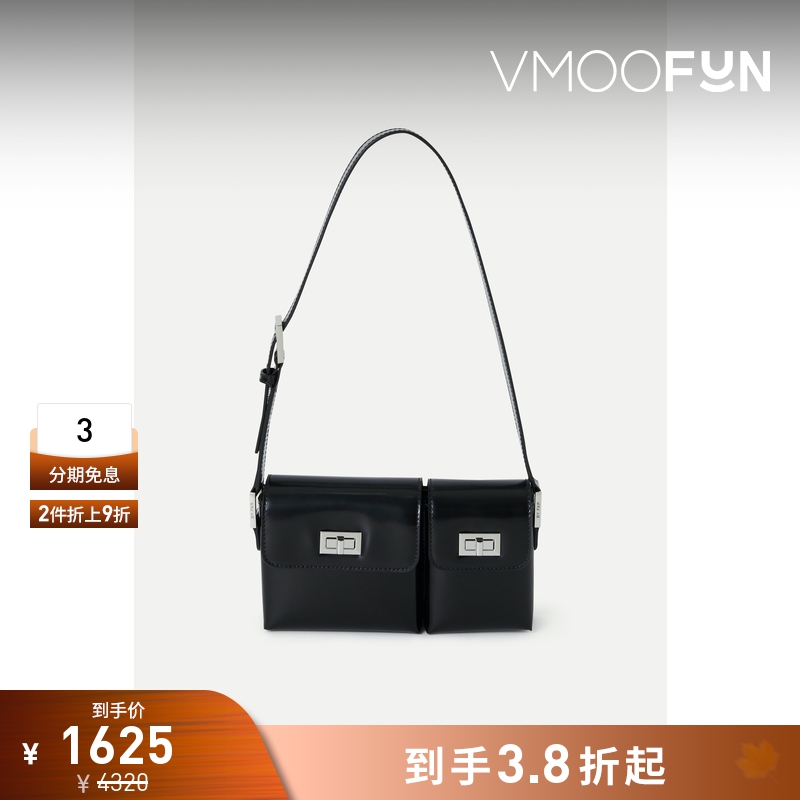 【折扣】BY FAR 女黑色皮革机车单肩包腋下包