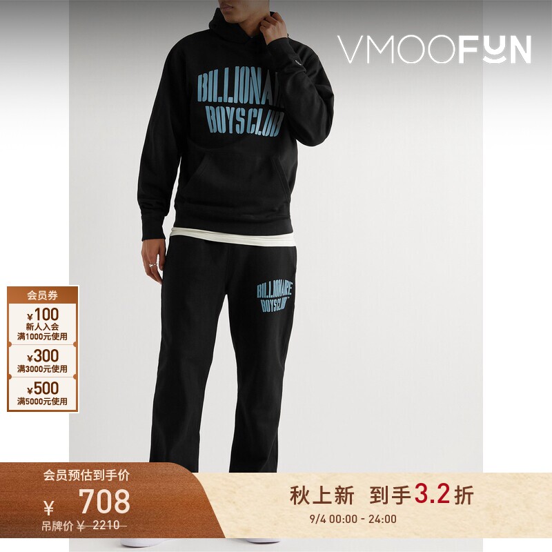 【早秋特惠】Billionaire Boys Club秋冬男黑色连帽卫衣图片
