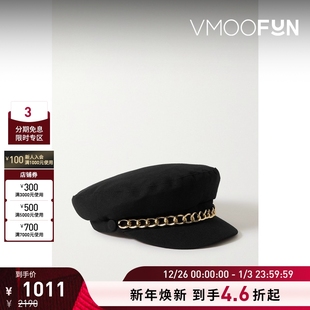 KIM EUGENIA 女士链条缀饰亚麻报童帽 折扣