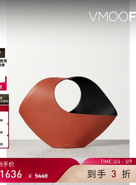 【38焕新周】Neous 女砖红色撞色皮革大号手提包