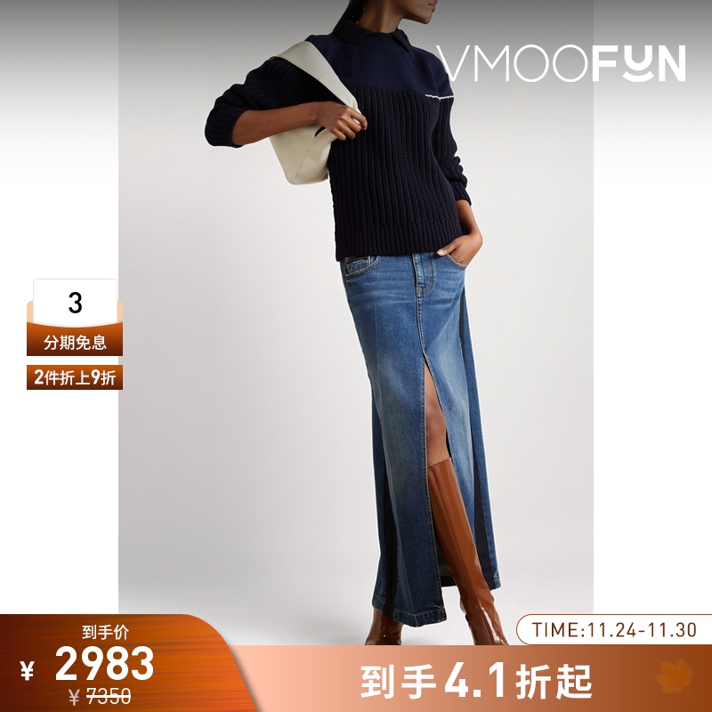 【折扣】Victoria Beckham 秋冬女双色罗纹绵羊毛毛衣