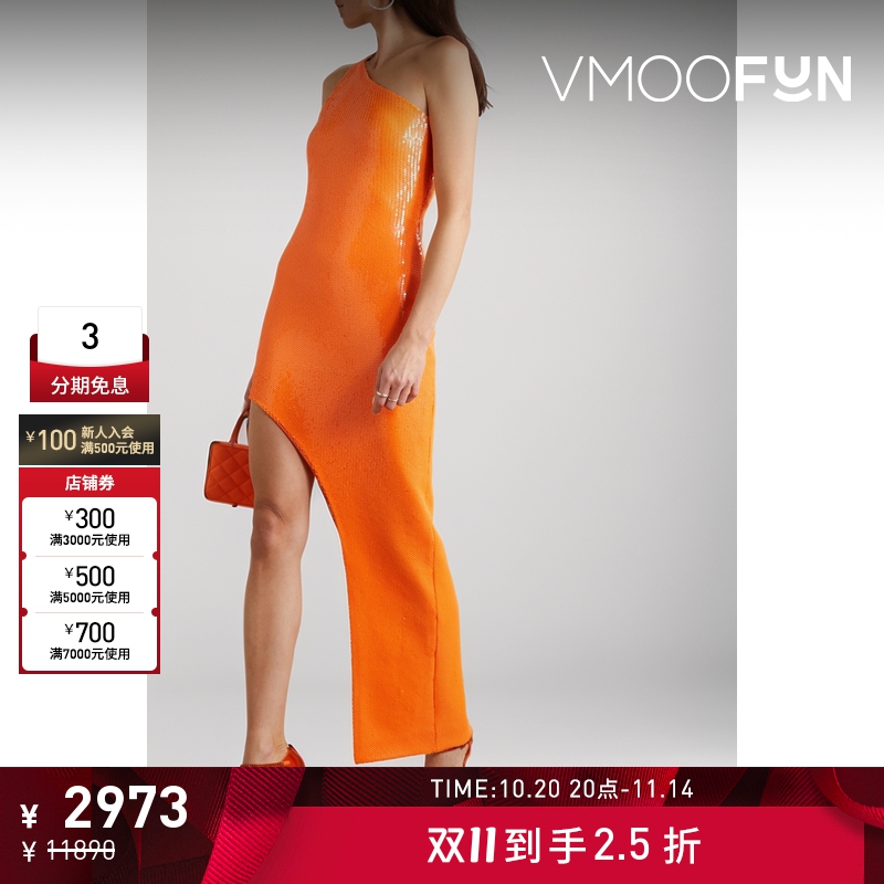 【折扣】David Koma女单肩不对称亮片中长连衣裙