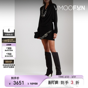 礼服连衣裙小黑裙 女亮片绉纱长袖 Isabel Marant