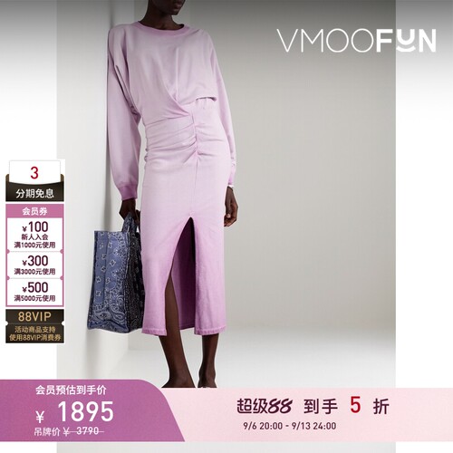 【早秋特惠】Isabel Marant Etoile 春夏女士褶饰中长长袖连衣裙