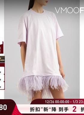 【折扣】Marques' Almeida夏季女鸵鸟毛装饰连衣裙