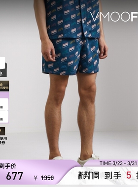 HOWLIN'春夏男士直筒印花棉麻混纺短裤