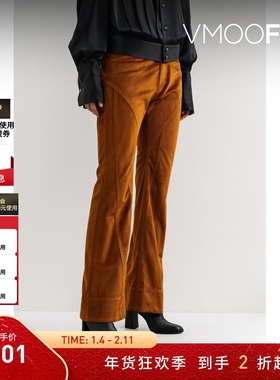 【折扣】STAFFONLY 女带缀饰灯芯绒喇叭裤