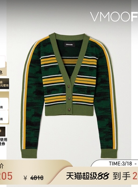 【季末折扣】AHLUWALIA 女秋冬条纹羊毛开襟衫