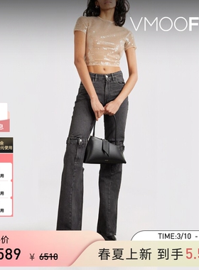 MUGLER女士亮片弹力绢网短款上衣