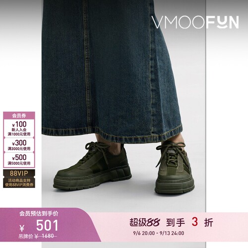 【折扣】Viron女织带边饰帆布绿色运动鞋