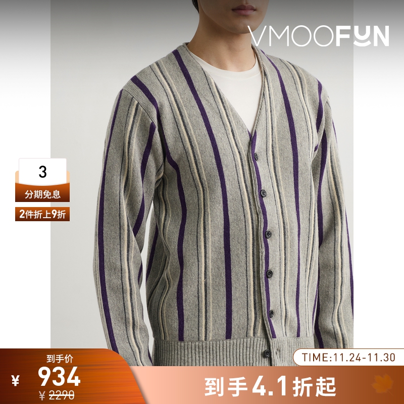 【折扣】Beams Plus 秋冬男条纹开襟衫毛衣