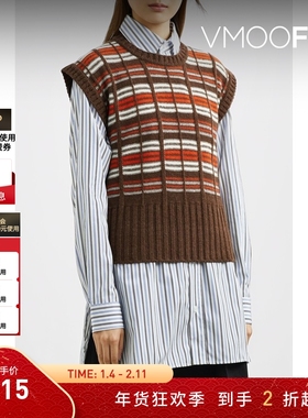 【折扣】PLAN C女秋冬条纹羊毛针织坦克背心