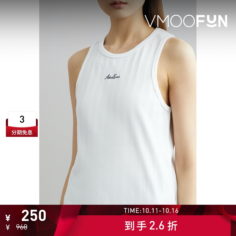 【折扣】Ader Error 女刺绣品牌标志棉质纯色混纺坦克背心