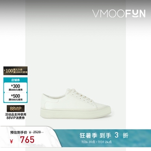 VINCE 女士经典款人造白色皮革橡胶鞋底运动鞋板鞋