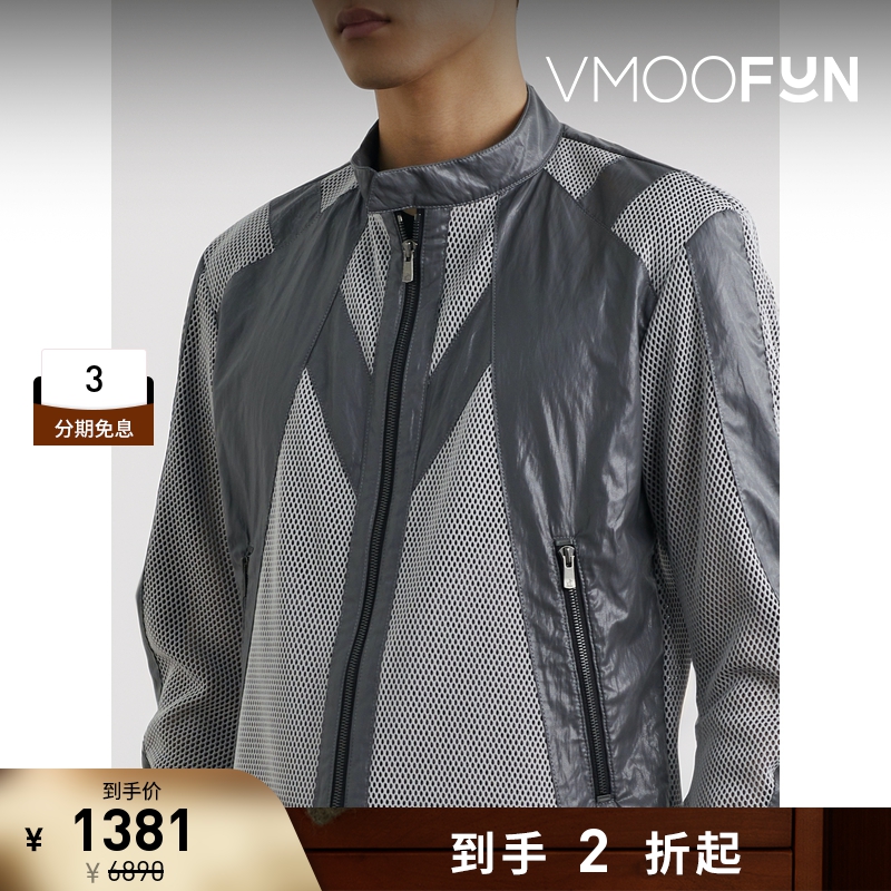 【折扣再降】CARNET-ARCHIVE 男网眼面料拼接人造皮革夹克