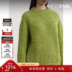 【折扣】Howlin' 秋冬女绿色套头绵羊毛毛衣