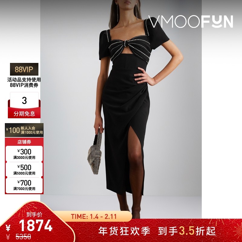 【折扣】Self-Portrait 女士挖剪水晶缀饰绉纱中长连衣裙,女装/女士精品,连衣裙,淘宝优惠券,粉丝福利购,淘宝优惠卷