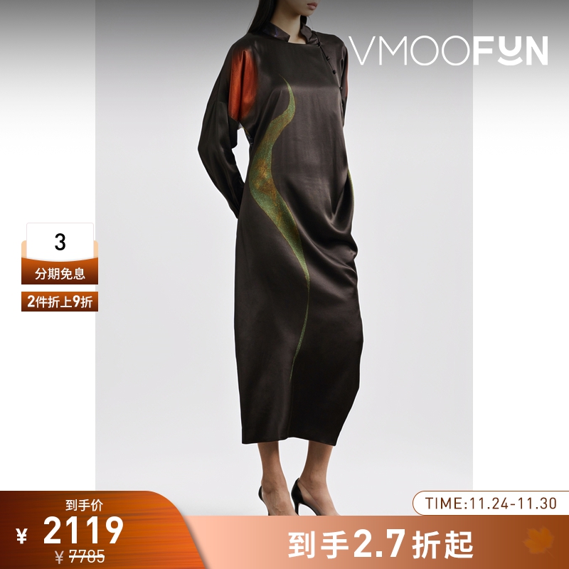 【折扣】SAMUEL GUI YANG 女印花新中式长袖连衣裙