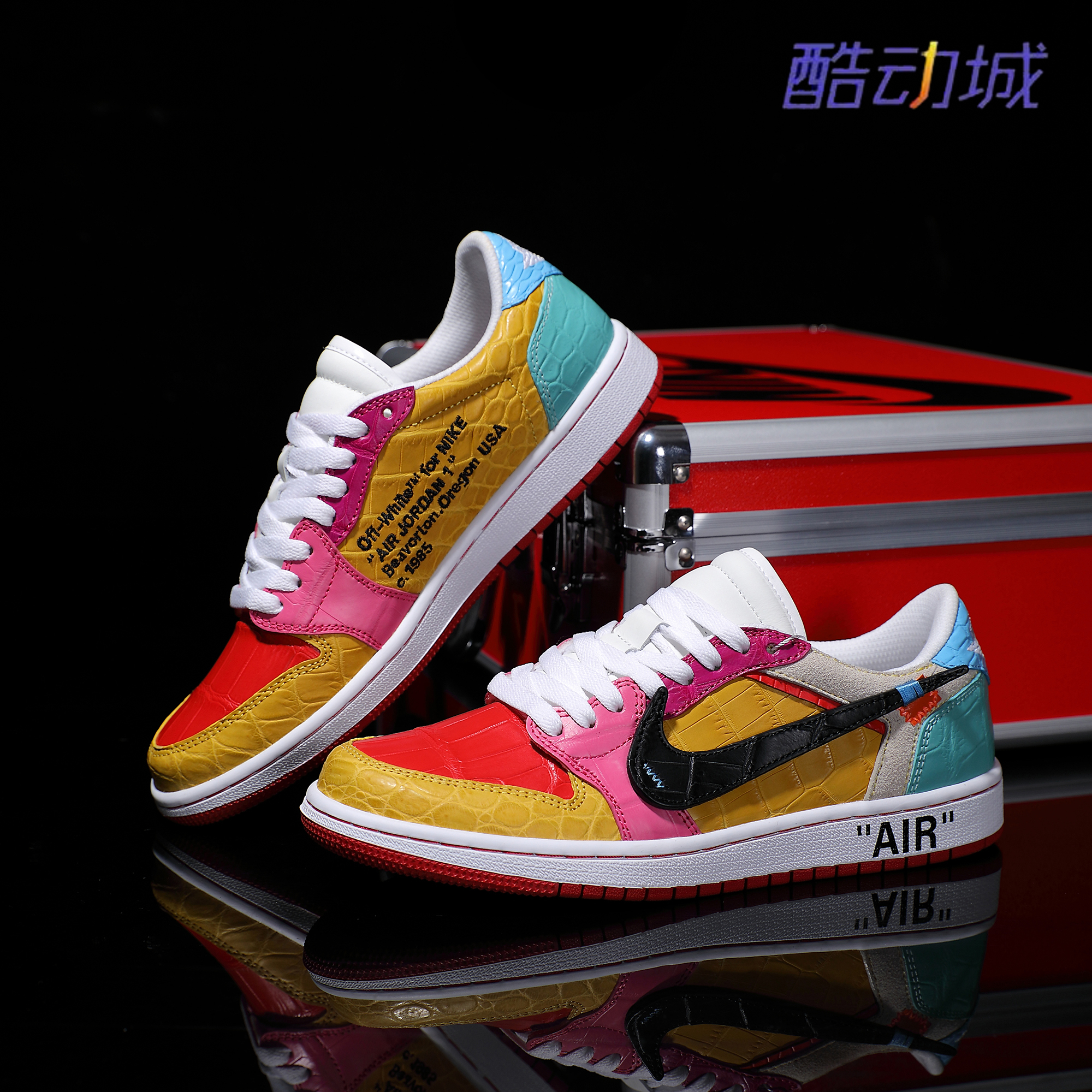Nike耐克 【定制球鞋】Air Jordan1十色鳄鱼皮蛇年刺绣情侣款潮鞋