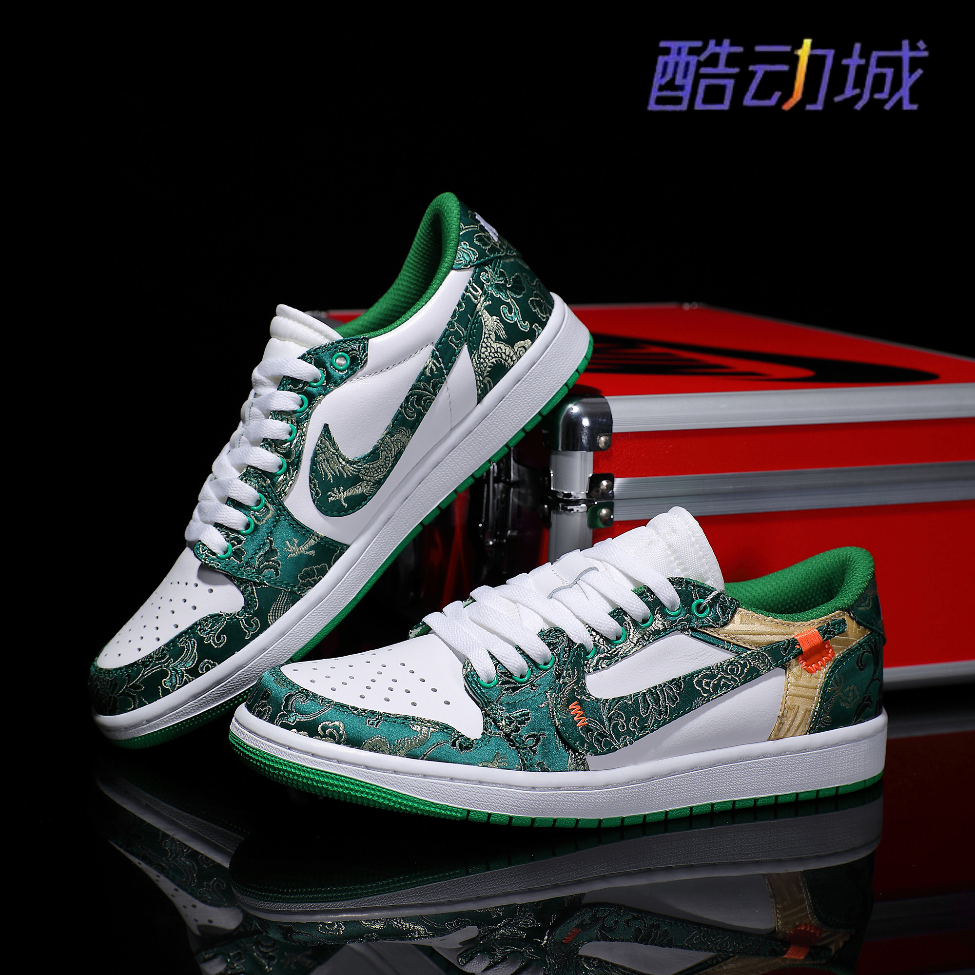 Nike耐克 【定制球鞋】Air Jordan1头层牛皮国风真皮刺绣情侣潮鞋