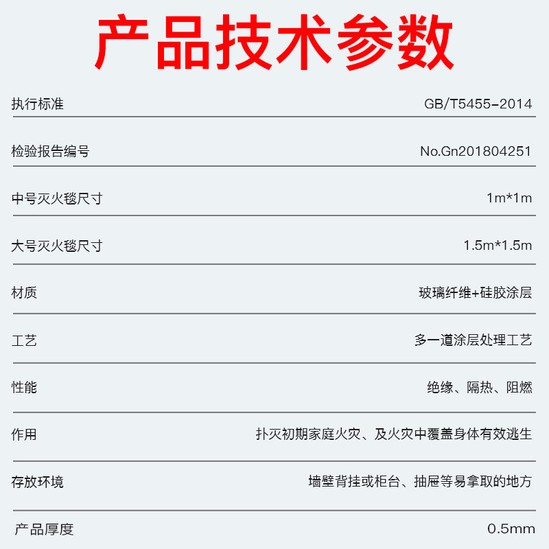 灭火毯防火毯家用厨房防火饭店1.5米硅胶商用逃生国标消防认证