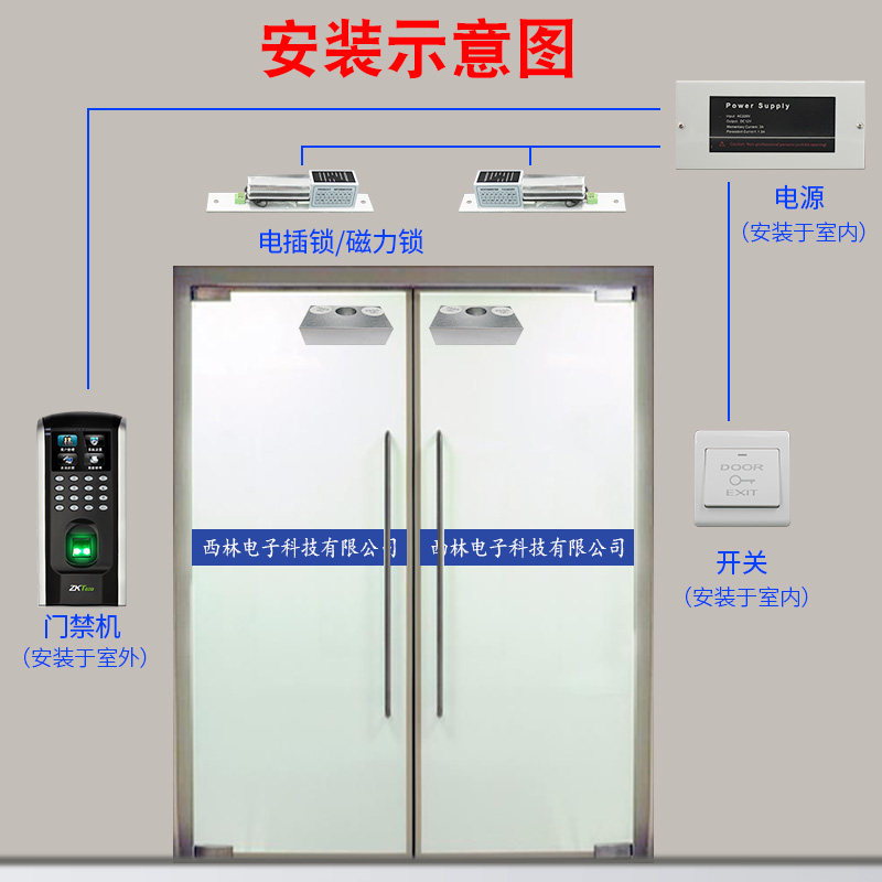中控智慧F7Plus指纹门禁系统一体机套装玻璃门铁门密码电磁锁考勤