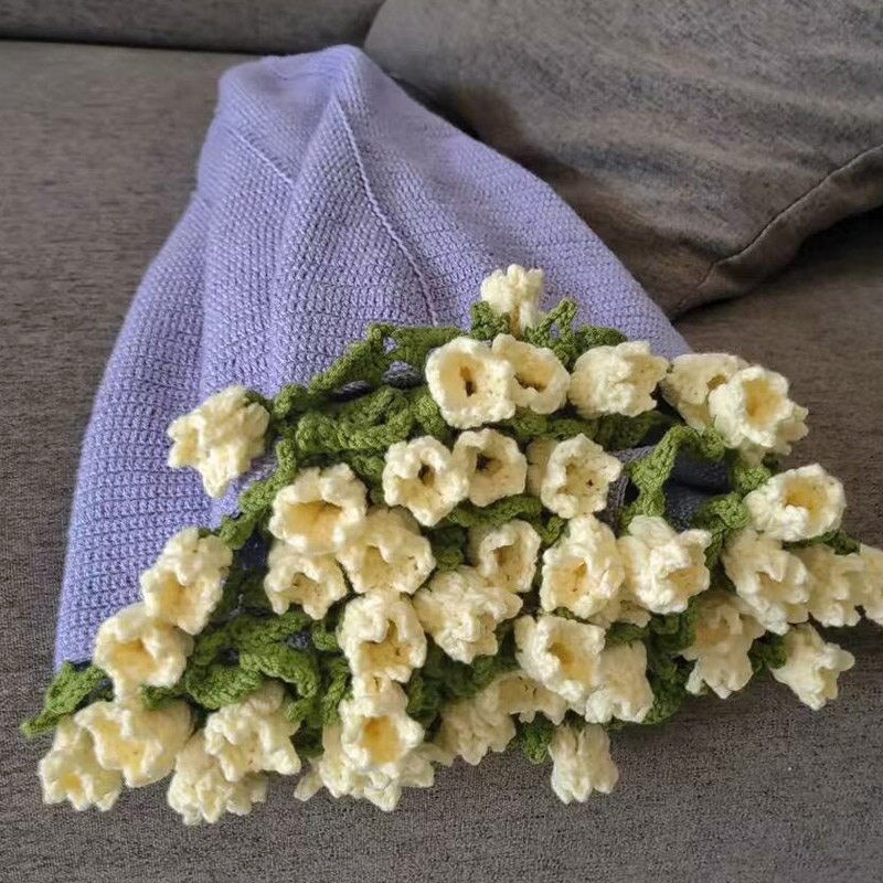 铃兰花毯子钩针编织材料包玫瑰花束毛毯手工diy毛线自制花朵盖毯
