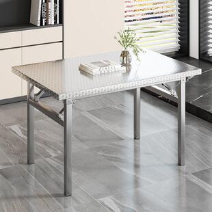 不锈钢折叠桌子餐桌家用饭桌可携式简易夜市摆摊商用长方形长条桌