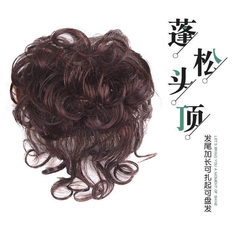 斜刘海假发片蛋卷发片头顶遮白发补发片短发自然纹理烫妈妈补发块