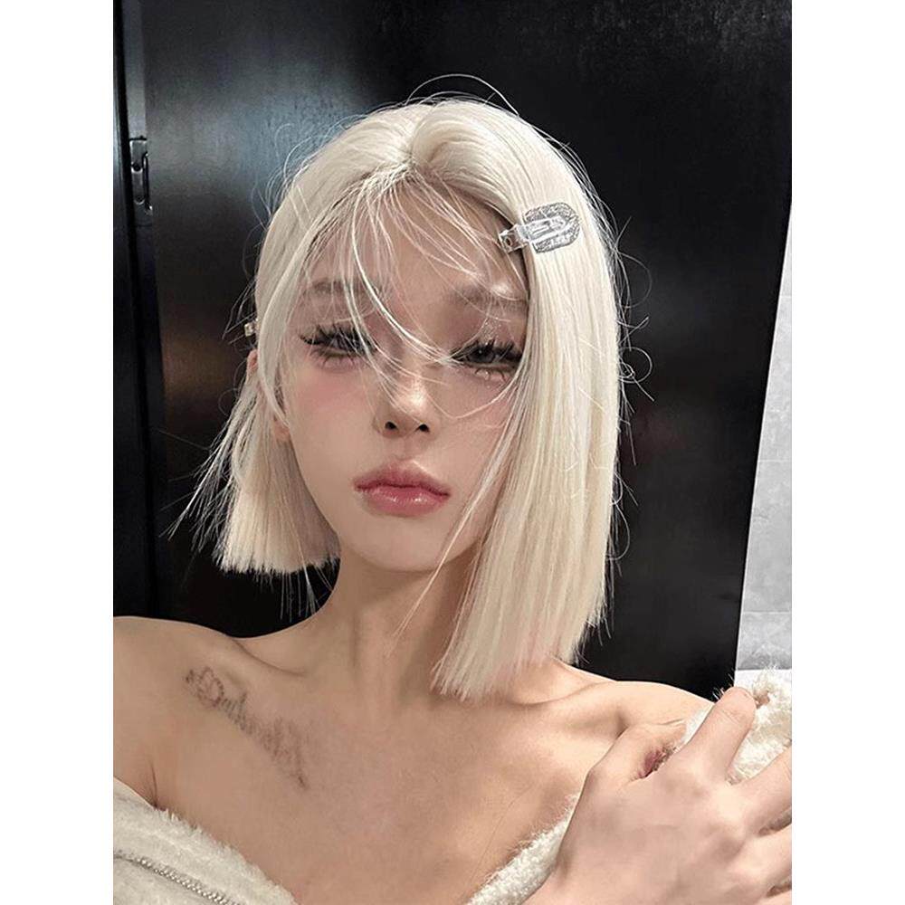假发女全头套发型白金短发小额蕾丝一刀切欧美辣妹酷飒气质
