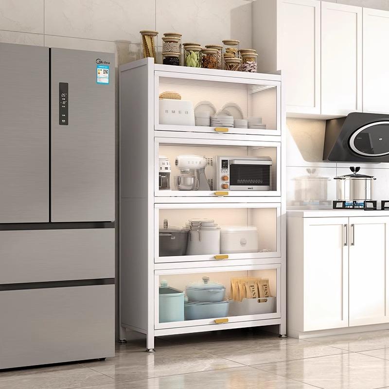 厨房置物架带柜门落地多层多功能橱柜微波炉烤箱电器置物储物碗柜