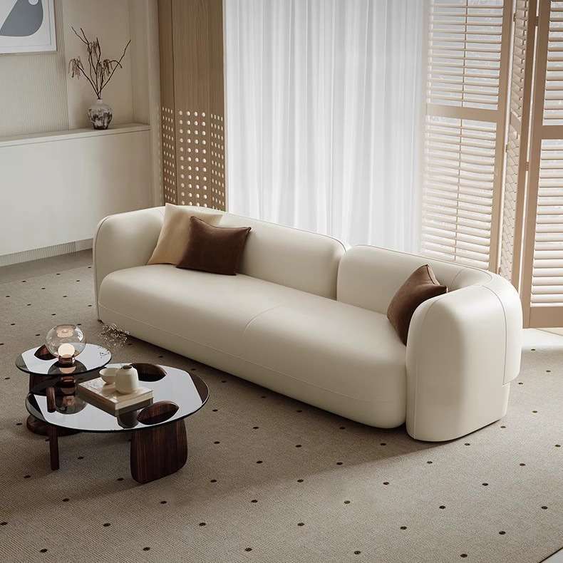 意式简约科技布沙发小户型客厅奶油风法式直排三人位设计师沙发