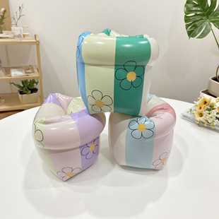 夏天卡通户外便携条纹花朵充气手臂圈初学者加厚双气囊游泳水袖