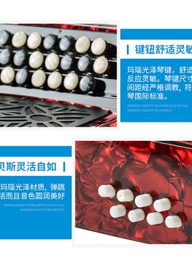 佰笛手风琴巴扬键盘8BS 22键8贝斯 早教儿童初学乐器进口成品音簧