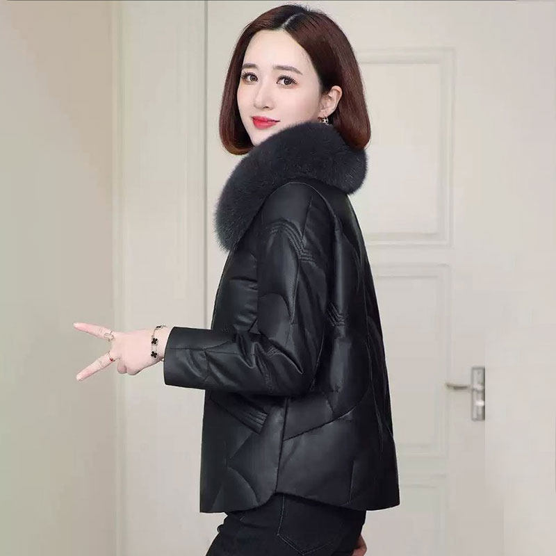 海宁皮衣外套女加厚短款狐狸毛领
