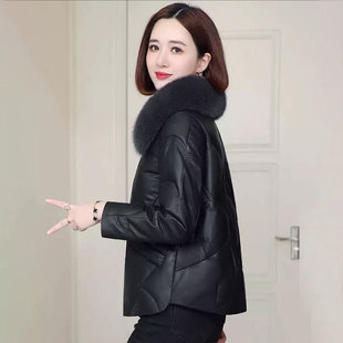 海宁皮衣外套女加厚2025新款冬装小个子短款真狐狸毛领皮棉袄上衣