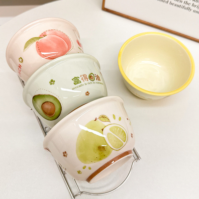 釉下彩创意卡通饭碗家用陶瓷食品碗儿童沙拉水果碗米饭汤碗可微波